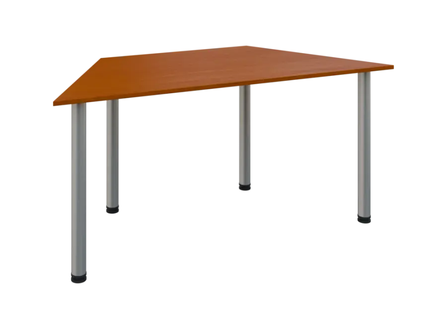 JLS 160/LAK Jednací stůl lichoběžníkový 1600/800 x 18 mm, deska třešeň šumavská / nohy stříbrné