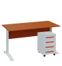 SET-K 547 stůl kancelářský, kovová podnož bílá + kontejner pojízdný, 4-zásuvkový, třešeň šumavská
