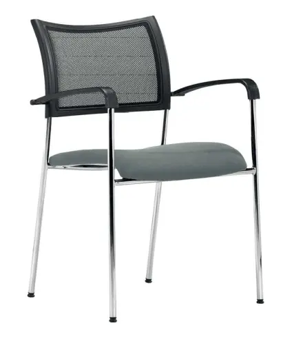 LORY židle konferenční, mesh/látka světle šedá