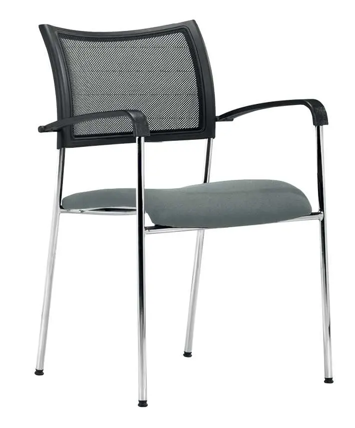 LORY židle konferenční, mesh/látka světle šedá