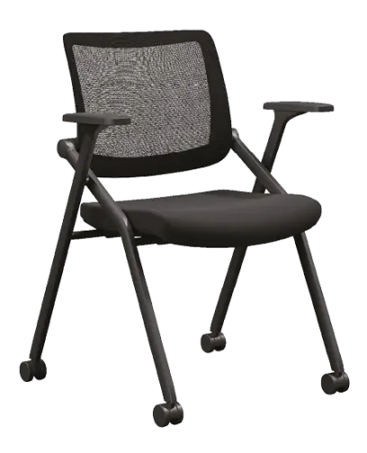 SMART 01, židle konferenční s područkami, sklopná, černá, kolečka