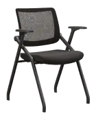 SMART 01, židle konferenční s područkami, sklopná, černá, kluzáky