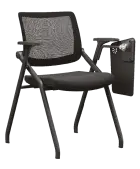 SMART 01, židle konferenční s područkami, sklopná, černá, kluzáky + stolek sklopný, černý