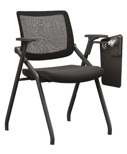 SMART 01, židle konferenční s područkami, sklopná, černá, kluzáky + stolek sklopný, černý