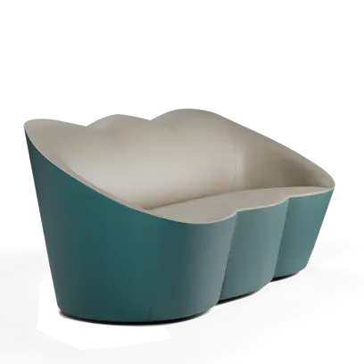 CLOUD, pohovka, ekologická kůže pískově šedá/zelená