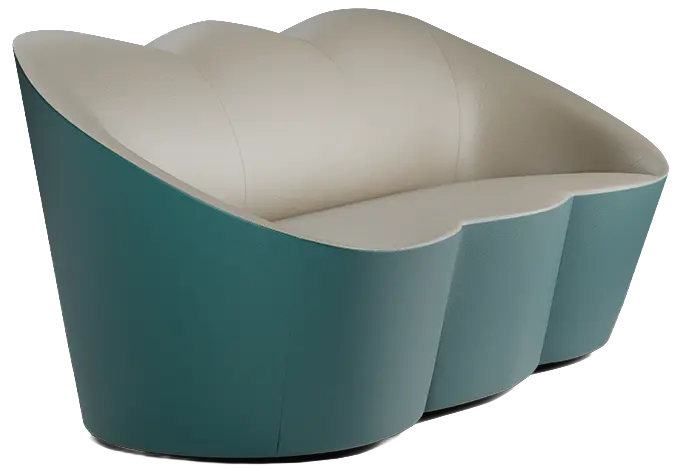 CLOUD, pohovka, ekologická kůže pískově šedá/zelená