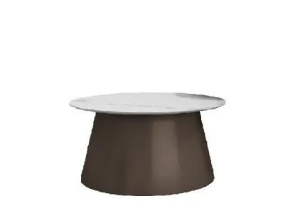 CONY 70, konferenční stolek, pr.700 x 390, deska mramor bílý, podnož kov hnědý