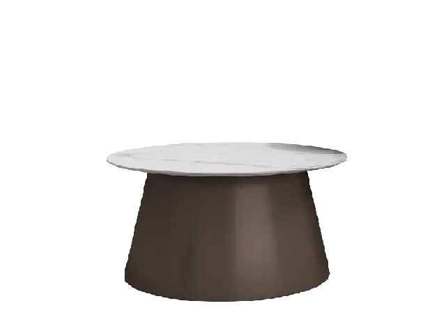 CONY 70, konferenční stolek, pr.700 x 390, deska mramor bílý, podnož kov hnědý