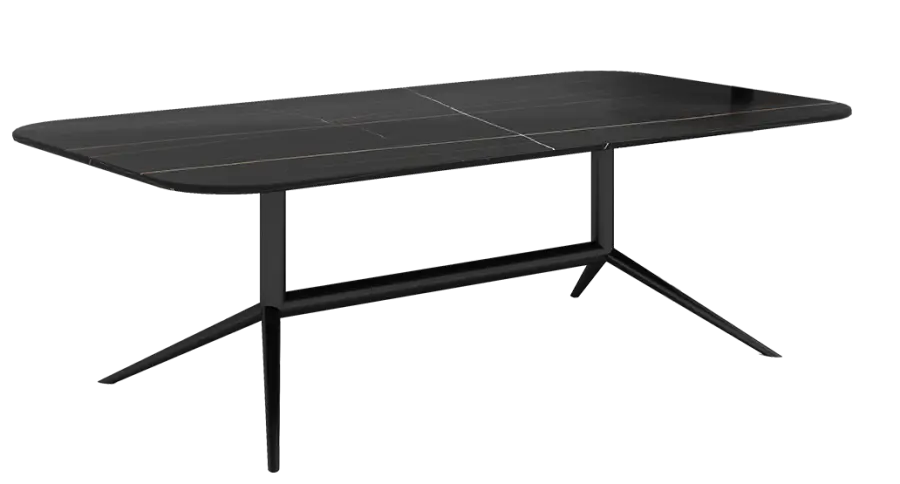 SAM 130, konferenční stolek , 1300 x 700 x 420, mramor černý lesk,  podnož kov černý mat