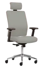 LENY židle kancelářská, kříž chrom, koženka světle šedá