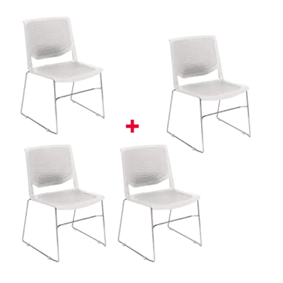 LILY židle konferenční, nohy chrom, plast bílý, 3+1 ZDARMA