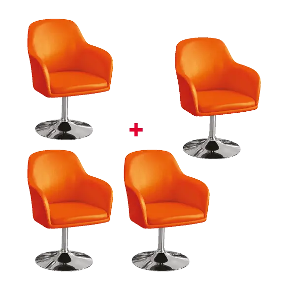 SOFIA jednokřeslo, noha chrom, ekokůže oranžová, 3+1 ZDARMA