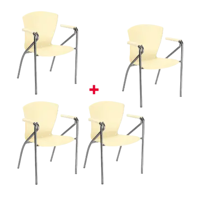 ASTRID CR židle konferenční s područkami, kostra chromová, plast krémový, 3+1 ZDARMA