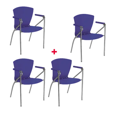 ASTRID CR židle konferenční s područkami, kostra chromová, plast tmavě modrý, 3+1 ZDARMA