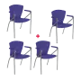 ASTRID CR židle konferenční s područkami, kostra chromová, plast tmavě modrý, 3+1 ZDARMA