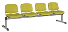 CAMILA - 4, čalouněná lavice do čekárny, 4-sedák, kostra stříbrná, koženka zelinkavá