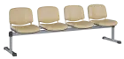 CAMILA - 4, čalouněná lavice do čekárny, 4-sedák, kostra stříbrná, koženka krémová