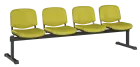 CAMILA - 4, čalouněná lavice do čekárny, 4-sedák, kostra černá, koženka zelinkavá