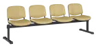 CAMILA - 4, čalouněná lavice do čekárny, 4-sedák, kostra černá, koženka krémová