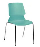 PRETTY židle konferenční, nohy chrom, plast tyrkysový
