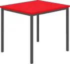 JSB 80 Jídelní stůl 800 x 800 mm, deska červená flamengo / podnož černá RAL9005