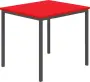 JSB 80 Jídelní stůl 800 x 800 mm, deska červená flamengo / podnož černá RAL9005