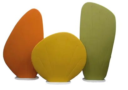 SET AKUSTIK DESIGN 01 + 02 + 03, set designových akustických paravánů, oranžový, žlutý, zelený