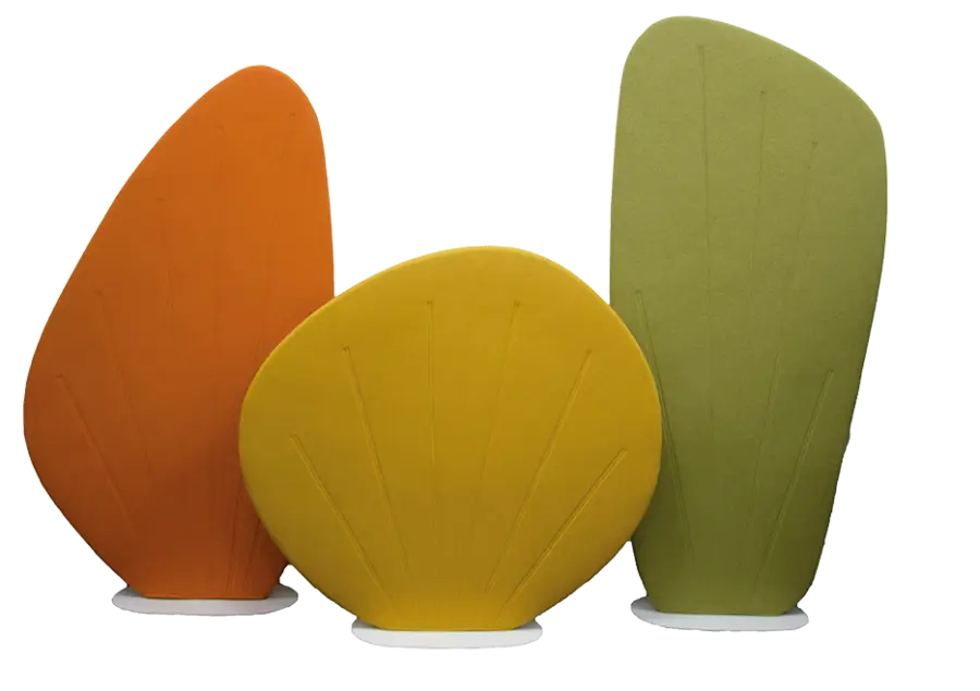 SET AKUSTIK DESIGN 01 + 02 + 03, set designových akustických paravánů, oranžový, žlutý, zelený