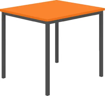 JSB 80 Jídelní stůl 800 x 800 mm, deska pomeranč / podnož černá RAL9005