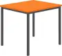 JSB 80 Jídelní stůl 800 x 800 mm, deska pomeranč / podnož černá RAL9005