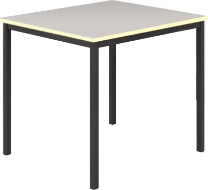 JSB 80 Jídelní stůl 800 x 800 mm, deska šedá s hranou krémová / podnož černá RAL9005