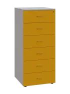 LKR - A5 dřevěná kartotéka, 6-zásuvková, centrální zámek, korpus šedý/čílka žlutá odio