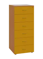 LKR - A5 dřevěná kartotéka, 6-zásuvková, centrální zámek, korpus buk royal/čílka žlutá odio