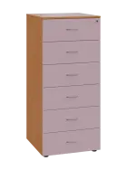 LKR - A5 dřevěná kartotéka, 6-zásuvková, centrální zámek, korpus buk royal/čílka pastelově růžová