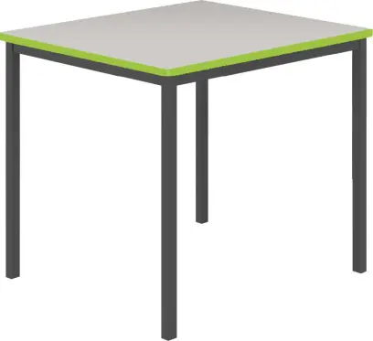 JSB 80 Jídelní stůl 800 x 800 mm, deska šedá s hranou jarní zeleň / podnož černá RAL9005