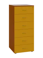 LKR - A5 dřevěná kartotéka, 6-zásuvková, centrální zámek, korpus třešeň šumavská/čílka žlutá odio