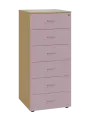 LKR - A5 dřevěná kartotéka, 6-zásuvková, centrální zámek, korpus javor horský/čílka pastelově růžová