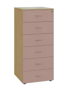 LKR - A5 dřevěná kartotéka, 6-zásuvková, centrální zámek, korpus bříza světlá/čílka pudrově růžová