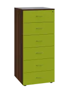 LKR - A5 dřevěná kartotéka, 6-zásuvková, centrální zámek, korpus ořech královský/čílka jarní zeleň