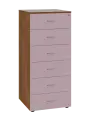 LKR - A5 dřevěná kartotéka, 6-zásuvková, centrální zámek, korpus ořech světlý/čílka pastelově růžová