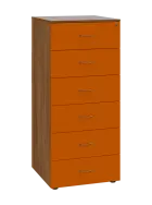 LKR - A5 dřevěná kartotéka, 6-zásuvková, centrální zámek, korpus ořech světlý/čílka mandarinka