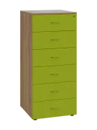 LKR - A5 dřevěná kartotéka, 6-zásuvková, centrální zámek, korpus dub bardolino/čílka jarní zeleň