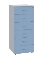 LKRP - A5 dřevěná kartotéka, 6-zásuvková, centrální zámek, korpus bílý/čílka pastelově modrá