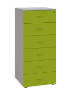 LKRP - A5 dřevěná kartotéka, 6-zásuvková, centrální zámek, korpus šedý/čílka jarní zeleň