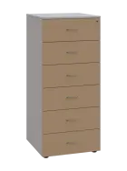 LKRP - A5 dřevěná kartotéka, 6-zásuvková, centrální zámek, korpus šedý/čílka mocca