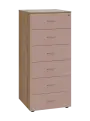 LKRP - A5 dřevěná kartotéka, 6-zásuvková, centrální zámek, korpus dub bardolino/čílka pudrově růžová
