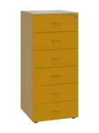 LKRP - A5 dřevěná kartotéka, 6-zásuvková, centrální zámek, korpus javor horský/čílka žlutá odio