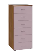 LKRP - A5 dřevěná kartotéka, 6-zásuvková, centrální zámek, korpus ořech světlý/čílka pastelově růžov