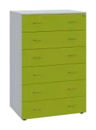 LKRP BIG - A5 dřevěná kartotéka, 6-zásuvková, centrální zámek, korpus bílý/čílka jarní zeleň
