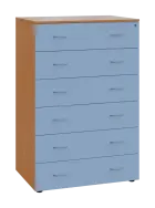 LKRP BIG - A5 dřevěná kartotéka, 6-zásuvková, centrální zámek, korpus buk royal/čílka pastelově modr